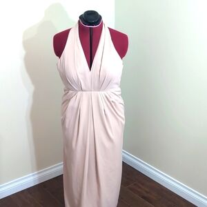 Jill Stuart| Anthropologie BHLDN  Rasa Halter Dress Gown Rosy Nude